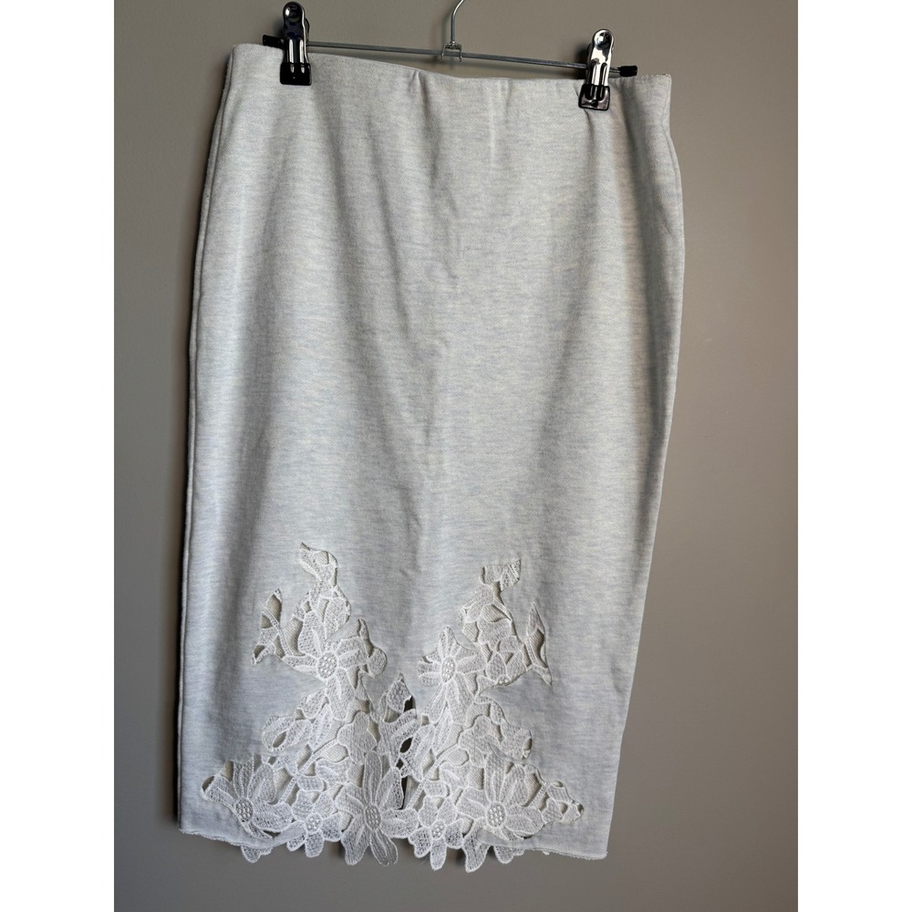 Umgee Lace Hem Pencil Skirt Womens Small Pale Pastel Heathered Boho Chic Fairy